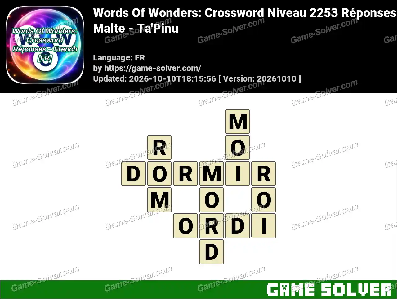 Words Of Wonders: Crossword Niveau 2253 Réponses – Malte – Ta’Pinu